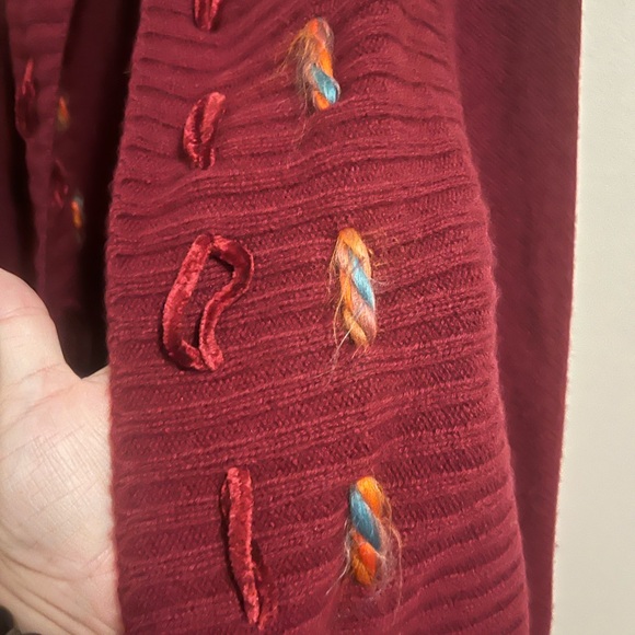 Lilith Garden small shop upcycled clothing maroon cardigan wool and Cashemere M - Picture 7 of 9